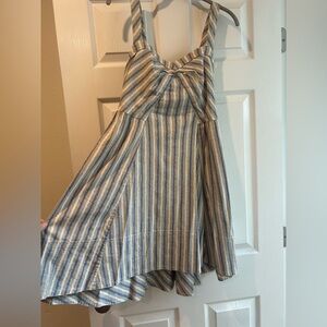 Free People Beige and Blue Patterned Dress